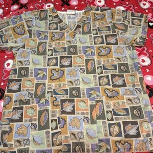 Vtg Fall Autumn scrub jacket size small leaves Tafford‎ medical nursing medical